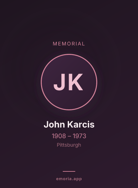 Memorial portrait of John Karcis