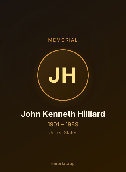 Memorial portrait of John Kenneth Hilliard