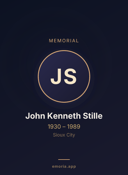Memorial portrait of John Kenneth Stille
