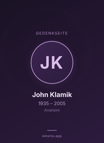 Gedenkportrait von John Klamik