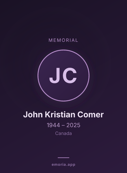 Memorial portrait of John Kristian Comer