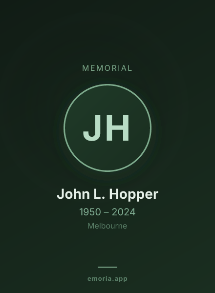 Memorial portrait of John L. Hopper