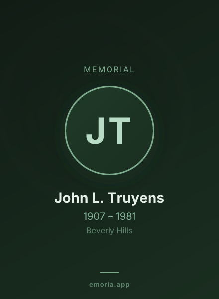 Memorial portrait of John L. Truyens