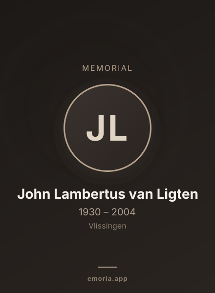 Memorial portrait of John Lambertus van Ligten