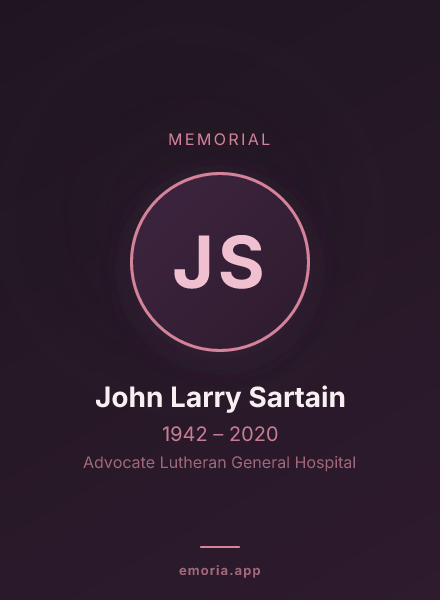 Memorial portrait of John Larry Sartain