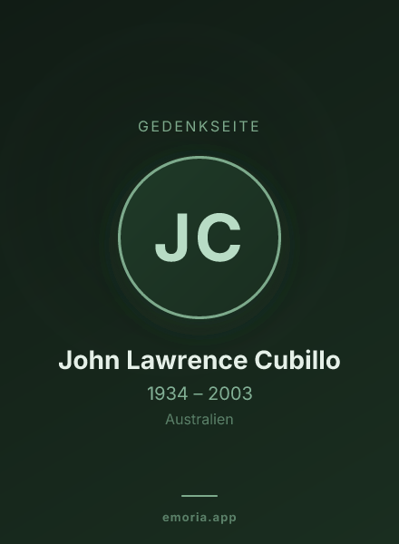 Gedenkportrait von John Lawrence Cubillo