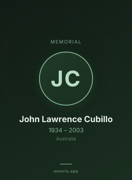 Memorial portrait of John Lawrence Cubillo