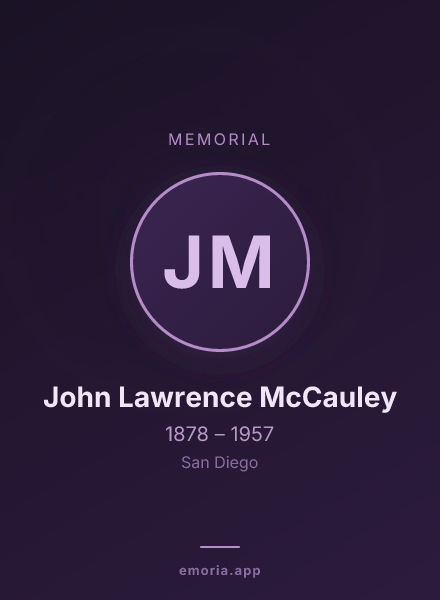 Memorial portrait of John Lawrence McCauley