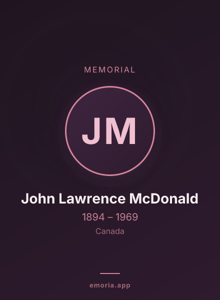 Memorial portrait of John Lawrence McDonald