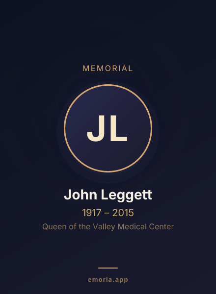 Memorial portrait of John Leggett