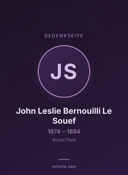 Gedenkportrait von John Leslie Bernouilli Le Souef