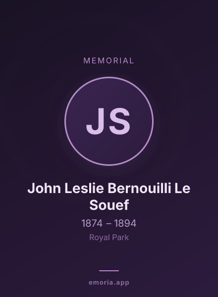 Memorial portrait of John Leslie Bernouilli Le Souef