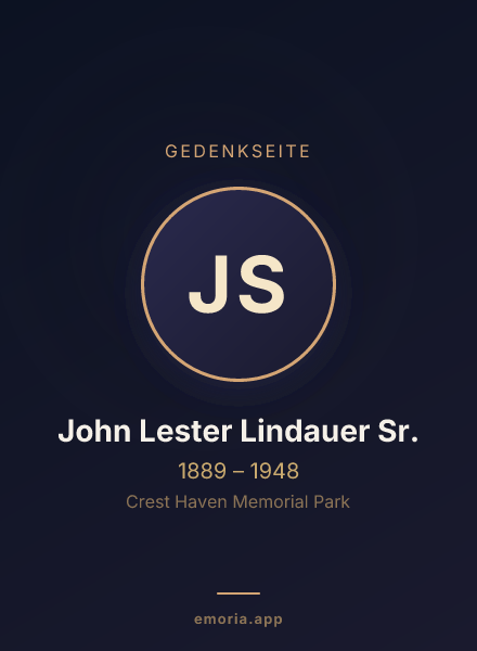 Gedenkportrait von John Lester Lindauer Sr.