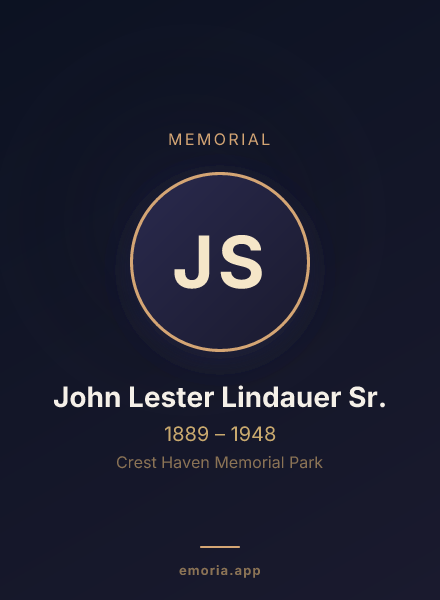 Memorial portrait of John Lester Lindauer Sr.