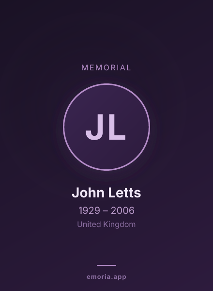 Memorial portrait of John Letts