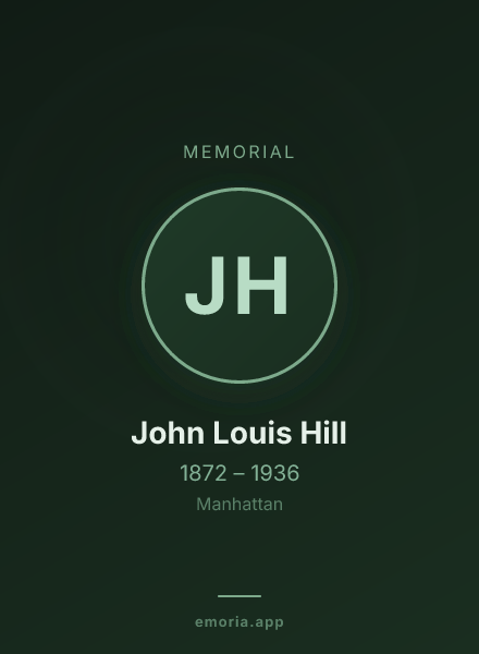 Memorial portrait of John Louis Hill