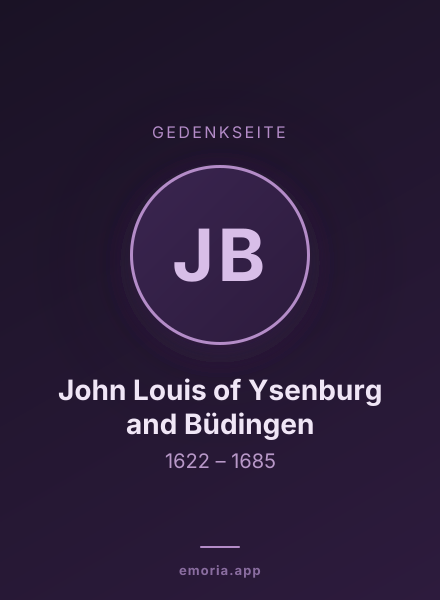 Gedenkportrait von John Louis of Ysenburg and Büdingen