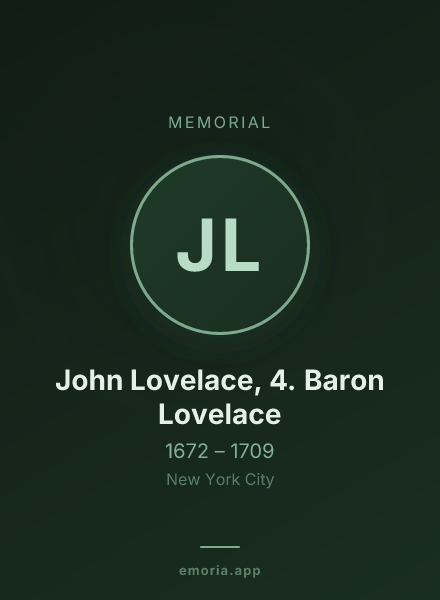 Memorial portrait of John Lovelace, 4. Baron Lovelace