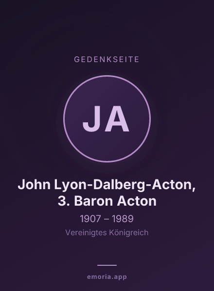 Gedenkportrait von John Lyon-Dalberg-Acton, 3. Baron Acton