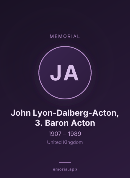 Memorial portrait of John Lyon-Dalberg-Acton, 3. Baron Acton
