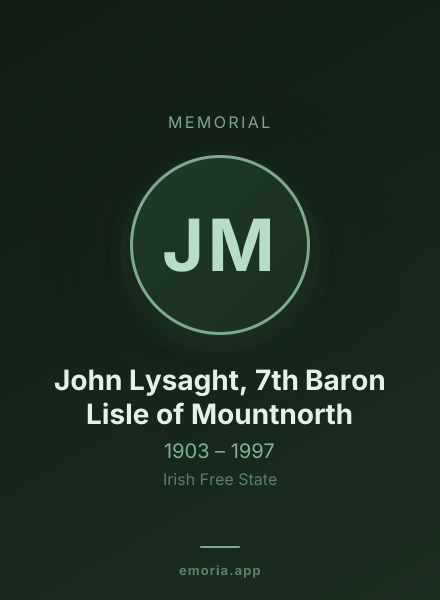 Memorial portrait of John Lysaght, 7th Baron Lisle of Mountnorth