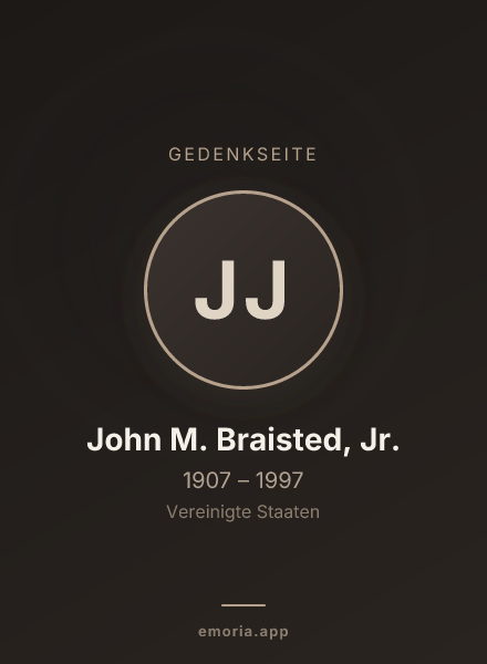 Gedenkportrait von John M. Braisted, Jr.