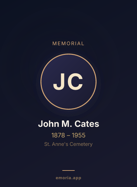 Memorial portrait of John M. Cates