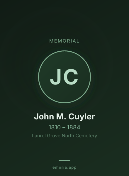 Memorial portrait of John M. Cuyler