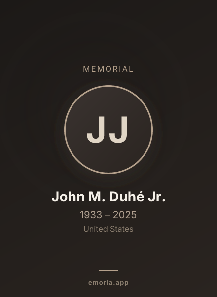 Memorial portrait of John M. Duhé Jr.