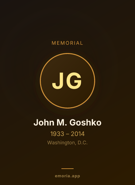 Memorial portrait of John M. Goshko