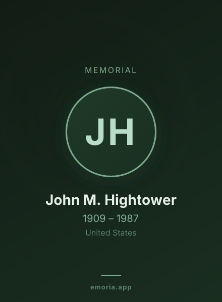 Memorial portrait of John M. Hightower