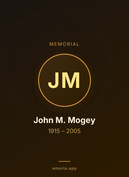 Memorial portrait of John M. Mogey