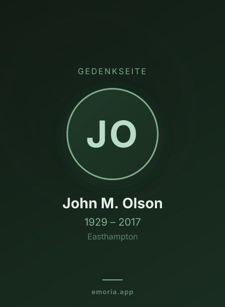 Gedenkportrait von John M. Olson