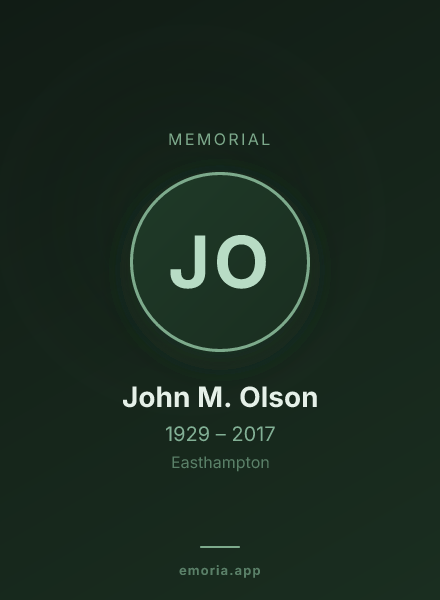 Memorial portrait of John M. Olson