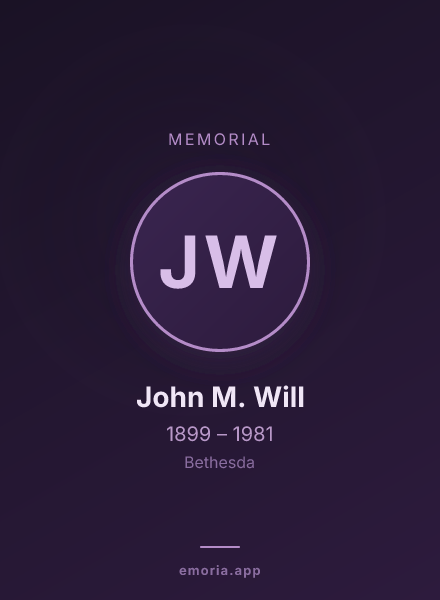 Memorial portrait of John M. Will
