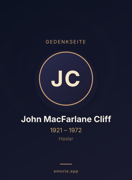 Gedenkportrait von John MacFarlane Cliff