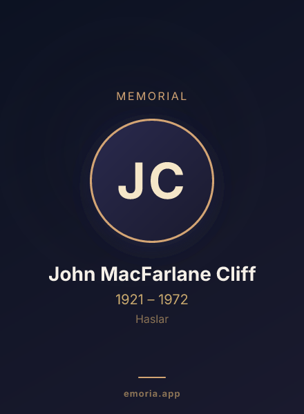 Memorial portrait of John MacFarlane Cliff