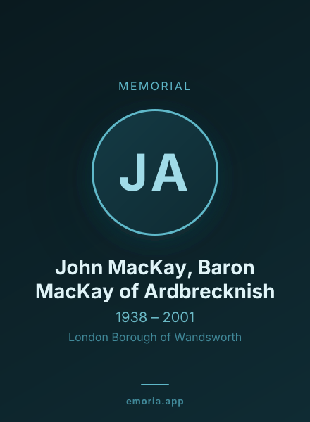 Memorial portrait of John MacKay, Baron MacKay of Ardbrecknish
