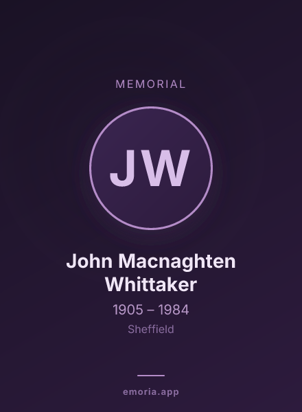 Memorial portrait of John Macnaghten Whittaker