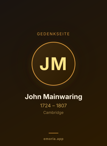 Gedenkportrait von John Mainwaring