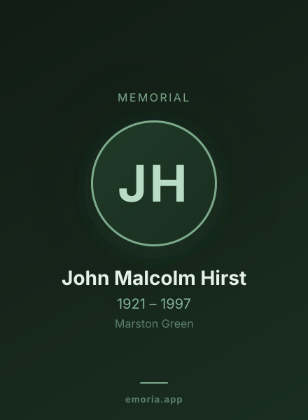 Memorial portrait of John Malcolm Hirst