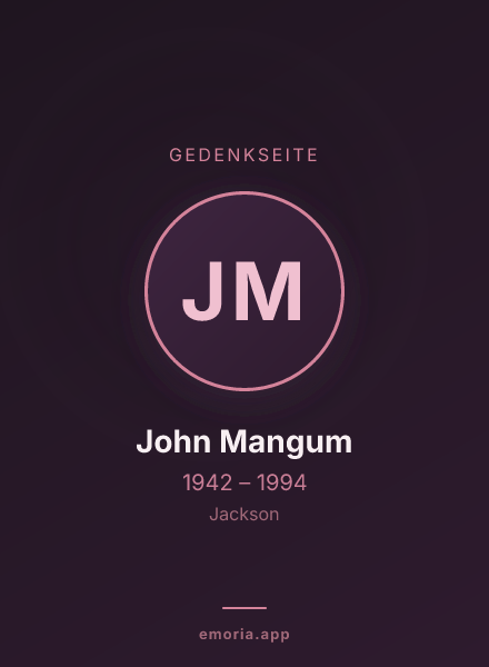Gedenkportrait von John Mangum