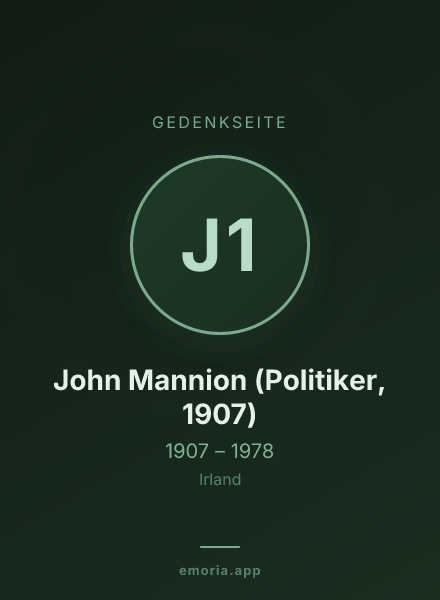 Gedenkportrait von John Mannion (Politiker, 1907)