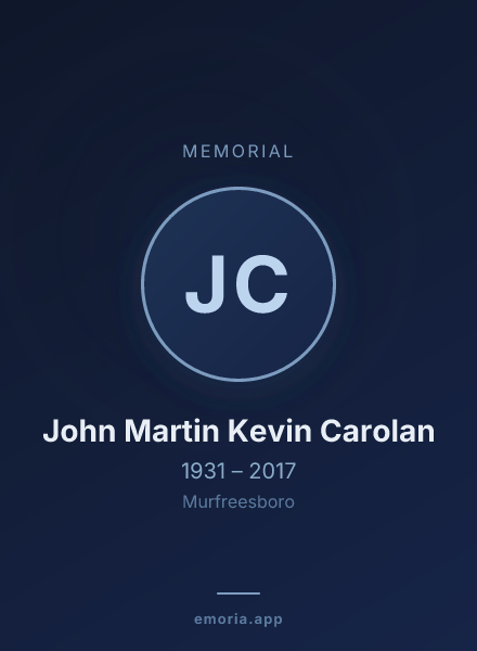 Memorial portrait of John Martin Kevin Carolan