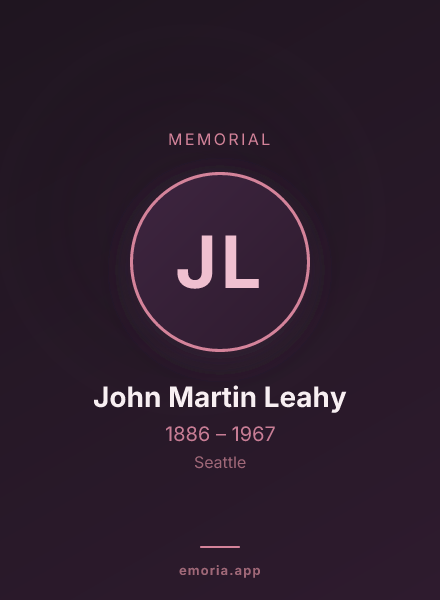 Memorial portrait of John Martin Leahy