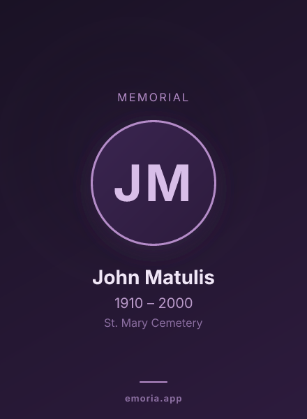 Memorial portrait of John Matulis
