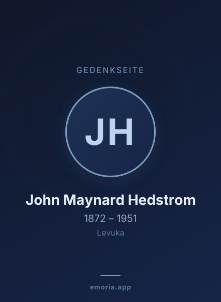 Gedenkportrait von John Maynard Hedstrom