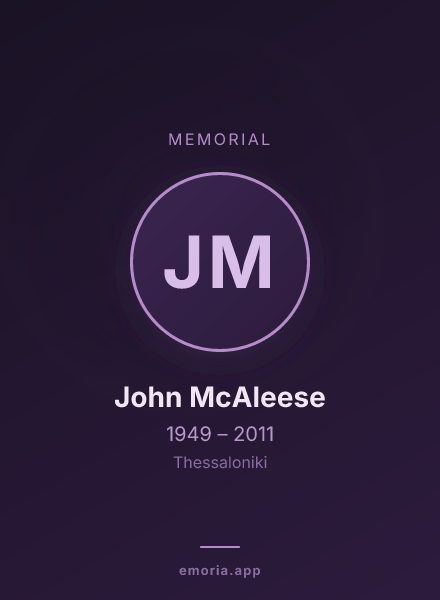 Memorial portrait of John McAleese