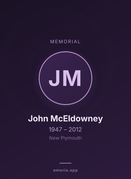 Memorial portrait of John McEldowney