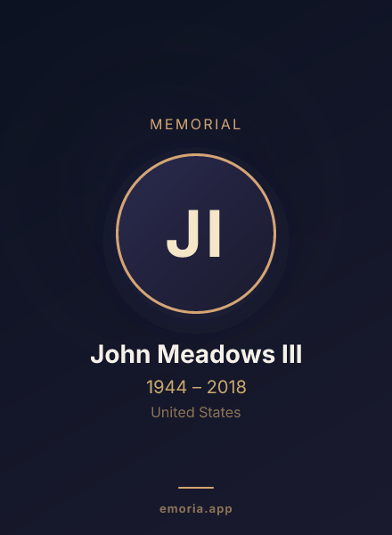 Memorial portrait of John Meadows III